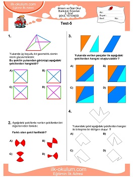 1. sınıf Bilsem Genel Yetenek Testileri